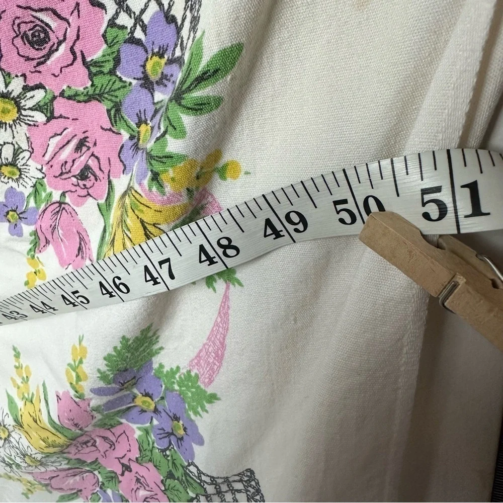 Vintage Flower Basket Tablecloth Bouquet 42 X 51 Rectangle Farmhouse Easter
